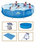 Piscina SUNFIT 5100 Litros Estrutural com Bomba Filtrante 110v CAPA FORRO e KIT DE LIMPEZA - Bestway 4678 Litros