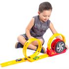 Pista Lançador Looping Duplo Mega Speed Com Carrinho