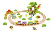 pista trem dinossauro brinquedo madeira tooky toy - Pool