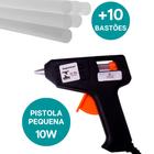 Pistola de Cola Quente Bivolt com Bico Fino - Pronta para Uso com 10 Refis de Cola