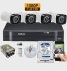 pKit 4 Cameras Segurança 1080p Full Hd Dvr Intelbras 4 ch c/ hd