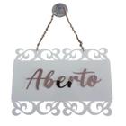 Placa Aberto/Fechado - Retro Branco C/ Rose