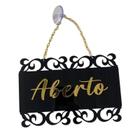 Placa Aberto/Fechado/Retro Preto-Dourado