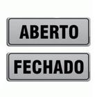 Placa Aço Escovado Aberto/Fechado 200x75mm Metalmidia