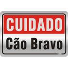 Placa adesiva em aluminio cuidado cão bravo - INDIKA