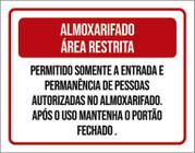 Placa Almoxarifado Área Resitrada Pessoas Autorizadas 18X23