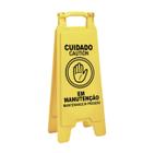 Placa Amarela de Chão Cuidado em Manutenção com Nota fiscal