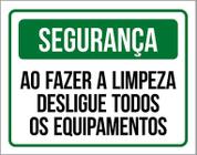 Placa - Ao Fer Limpeza Desligue Todos Equipamentos (27X35)