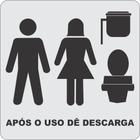 Placa APÓS O USO DE DESCARGA MASC./FEMIN. - 11X11 CM PS 0,8MM Fundo Prata