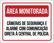 Placa Área Monitorada Câmeras De Segurança E Alarme 27X35