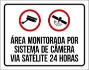 Placa Área Monitorada Sistema Segurança Satélite 24H (27X35)