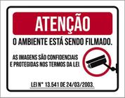 Placa Atenção Ambiente Filmado Imagens Confidenciais 18X23