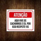 Placa Atenção Aqui Vive Cachorros Por Isso Respeite 27X35