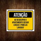 Placa Atenção Desocupar Apartamento Lave Louça 18X23