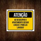 Placa Atenção Desocupar Apartamento Lave Louça 18X23