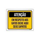 Placa Atenção Em Respeito Gatos Deixe Sapatos Aqui 27X35Cm