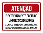 Placa Atenção Extremamente Proibido Lixo Corredores 18X23