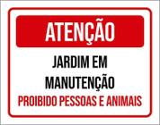 Placa Atenção Jardim Manutenção Proibido Pessoas 27X35