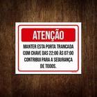 Placa Atenção Manter Trancada Com Chave 18x23cm 5un