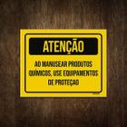 Placa Atenção Manusear Produtos Químicos Use Proteção 36X46