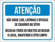 Placa Atenção Não Jogue Lixo Mantenha Sítio Limpo 27X35