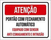 Placa Atenção Portão Fechamento Automático Sensor 18X23