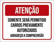 Placa Atenção Somente Permitidos Carros Autorizados 18X23