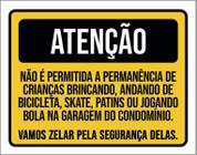 Placa Atenção Vamos Zelar Segurança Crianças Garagem 18X23