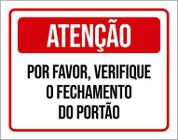 Placa Atenção Verifique Fechamento Portão 27X35