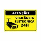 Placa atenção vigilancia 24 horas circuito de cameras eletrônico grades monitoramente