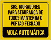 Placa Aviso Mola Automática Mantenha O Portão Fechado 18X23