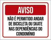 Placa Aviso Não É Permitido Andar De Skate Condomínio 18X23 - Sinalizo