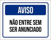 Placa Aviso Não Entre Sem Ser Anunciado 18X23