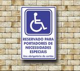 Placa Aviso Reservado Necessidades Especiais Cadeirantes