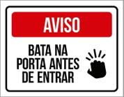 Placa Bata Na Porta Antes De Entrar - Sinalização (27X35)