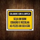 Placa Colabora Com Limpeza Recolha Fezes Cão 18X23