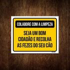 Placa Colabora Com Limpeza Recolha Fezes Cão 27X35