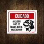 Placa Cuidado Cão Área Cães Grande Porte Fique Longe 18X23