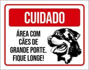 Placa Cuidado Cão Área Cães Grande Porte Fique Longe 18X23