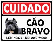 Placa Cuidado Cão Bravo American Bully Ps 2mm 25x20 Cm