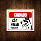 Placa Cuidado Cão Cachorro Bravo Doberman 18x23