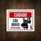 Placa Cuidado Cão Cachorro Bravo Pastor Alemão 18X23