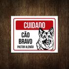 Placa Cuidado Cão Cachorro Bravo Pastor Alemão 36X46