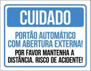 Placa Cuidado Portão Automático Abertura Externa 18X23