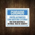 Placa Cuidado Portão Automático Abertura Externa 27X35