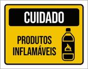 Placa Cuidado Produtos Inflamáveis 18X23