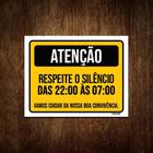 Placa Cuidado Respeite O Silêncio Boa Convivência 18x23