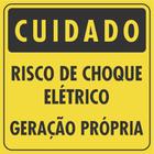 Placa Cuidado Risco de Choque Elétrico - Geração Própria - 15 x 15 cm