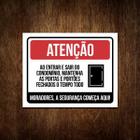 Placa De Atenção Mantenha A Porta Fechada - Condomínio 27X35