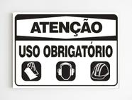 Placa de aviso atenção obrigatório uso de epis mdf 20x29 a4